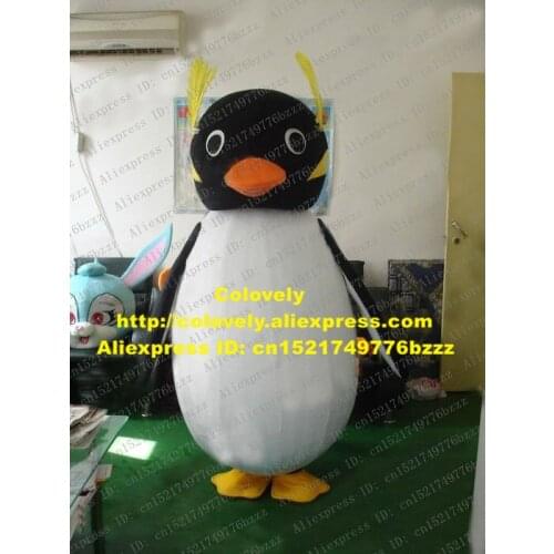 Cute Black White Penguin Mascot Costume Mascotte Penuins Spheniscidae With Orange Mouth White Fat Belly Adult No.2163 Free Ship