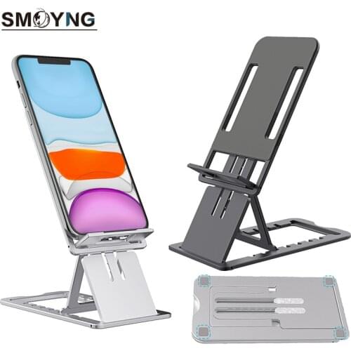SMOYNG Aluminum Alloy Foldable Portable Tablet Phone Stand Holder Support 4-10.5 Inch Cell Phone Desktop Mount For iPhone Xiaomi
