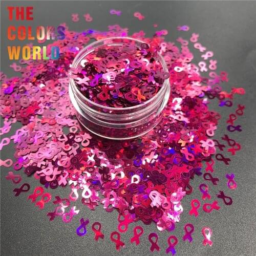 TCT-306 Awareness Ribbon Holographic 6MM Size Nail Glitter Nail Art Decoration Makeup Body Art Craft Festival DIY Accessories