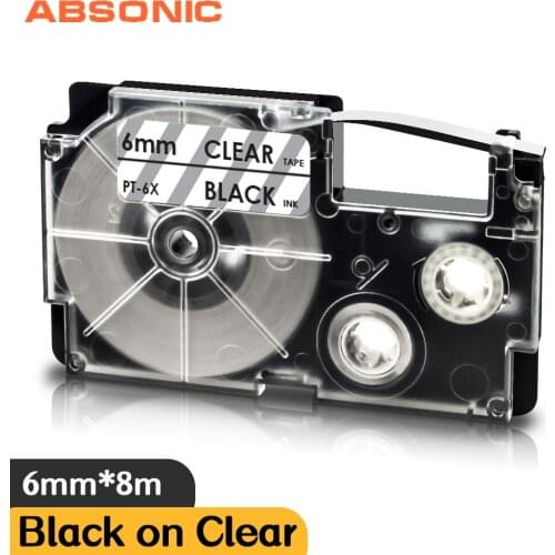 Absonic 6mm Label Maker Compatible for Casio XR-6X XR6WE XR-6RD XR 6YW Cassette Cartridge Ribbon for Casio KL-60 KL-HD1 Printer