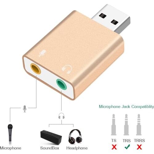 Mini External USB Sound Card USB To 3.5mm Headphone Mic Speaker Adapter Audio Card For Laptop Computer Sound Card Splitter
