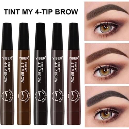 5 Colors Waterproof Microblading Liquid Eyebrow Pencil Long Lasting Fork Tip Tattoo Tint Pen Eyebrow Dye For Eyebrows Marker