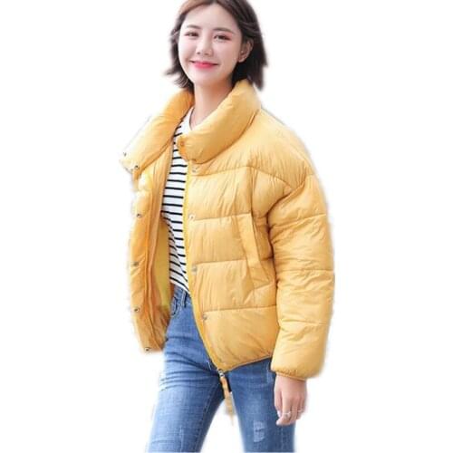 Winter Women Short BF Parkas 2018New England Style Down Cotton Jacket Women Stand-Collar Button Loose Padded Warm Jackets Q692
