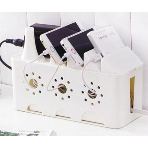 1PC Power Strip Storage Box Organizer Cables Electric Wire Case Mobile Phone Holder Safety Socket Outlet Board Container OK 0553