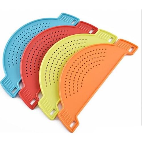 1Pc Kitchen Tools Washing Vegetables Drain Board Strainers Creative Noodle Rice Filter Leakproof Baffle, Home Pot Side Drainer