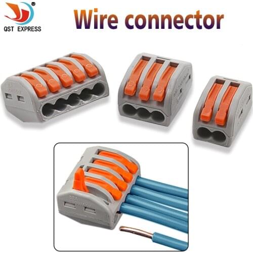 10pcs Reusable Hot Sell Useful New 2/3/5 Way Reusable Spring Lever Terminal Block Electric Cable Connector Wire