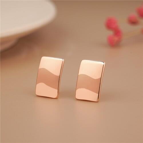 2021 Rectangular Shiny Pendant Earrings Korean Fashion Rose Gold Simple Square Jewelry High Quality Everyday Womens Jewelry
