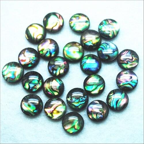 30pcs abalone shell cabochons no hole round shape size 10mm saltwater shell mother of pearl for diy jewelry findings accessory