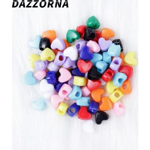 50pcs/Lot DIY Jewelry Accesories Acrylic Beads Heart Shape Spacer Beads For Making Bracelet Necklace Pendant Making Choose Color