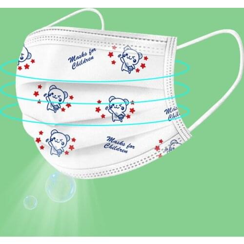 50pc Disposable Face Mask For Children Kis Non-woven Cute Print 3ply Ear Loop Masque Mascarillas Desechables Beauty Skincare