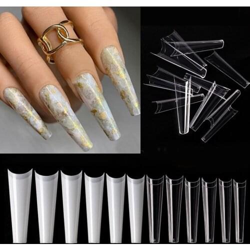 504Pcs Extra Long Coffin Nails False Nail Tips French Manicure Coffin Fake Tip 12 Size Acrylic UV Gel Nail Polish Nail Art⁪ Tool