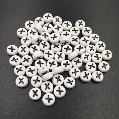 Letter X Printing Acrylic Alphabet Beads Wholesale 4*7MM 3600PCS Flat Round Coin Shape DIy Bracelet English Initial ABC Beads