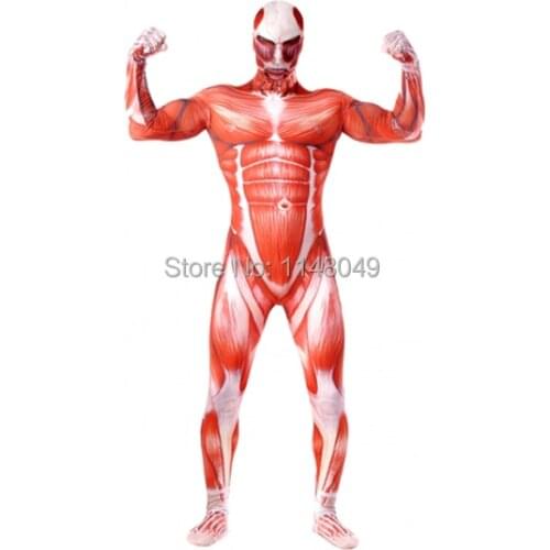 Attack on Titan Gigantic Titan Muscle Print Zentai Suit Halloween Costumes