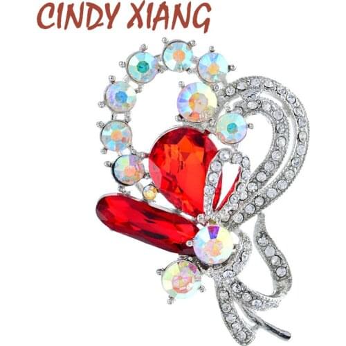 CINDY XIANG New Silver Rhinestone Butterfly Brooches Zinc Alloy Crystal Exquisite Flower Insect Pin Party Gift For Women And Men