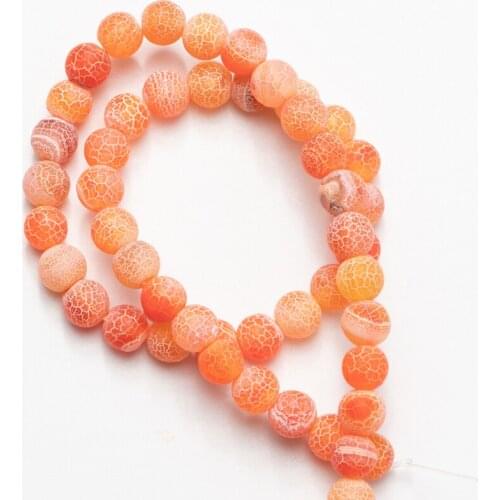 Natural Fire Dragon Veins Orange Red Agates Beads Frost Cracked Dream Loose Stone Beads Necklace Bracelet Jewelry DIY 4-12mm