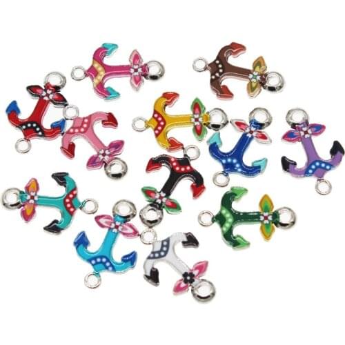 6pcs Enamel Popular Ship Anchor Tower Cartoon Enamel Pendant DIY Pendant Earring Necklace Bracelet Jewelry Making Accessories