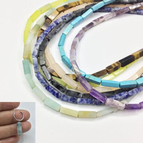 Eruifa 10pcs Cuboid 13mm long, 4mm thick semi precious stone Charms Pendant Jewelry DIY Earring Necklace 11 colors