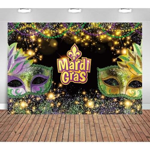 Mardi Gras Backdrop Mysterious Carnival Photography Background Lets Get Cray March Party Supplies Colorful Mask Decorations
