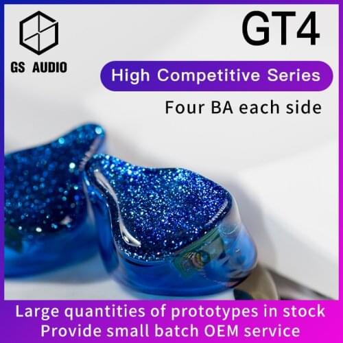 GS AUDIO GT4 4BA Hybrid Driver HiFi In-Ear Earphones with 0.78 2pin Detachable Cable IEMs for Audiophiles Musician OEM ODM