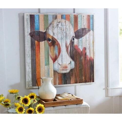 HD Painting Animal Sunflower Canvas Wall Art Decor Picture Poster Cattle Cow Painting Wall Decor Unframe Farmhouse Decor