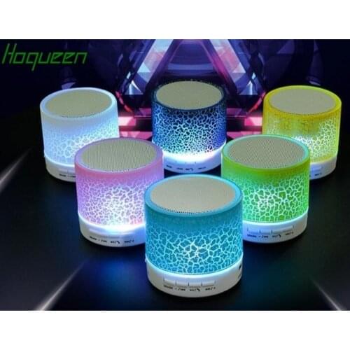 Hoqueen 50PCS/LOT LED light Mini Portable Bluetooth Speaker TF USB FM Wireless Music Sound Box Subwoofer Loudspeakers