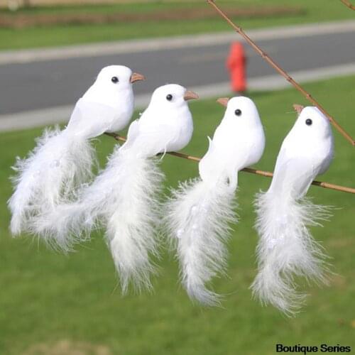 1PCS White Artificial Foam Feather Wedding Ornament Home Craft Table Decor Bird Toy Decorative Fake Doves Wedding Decor