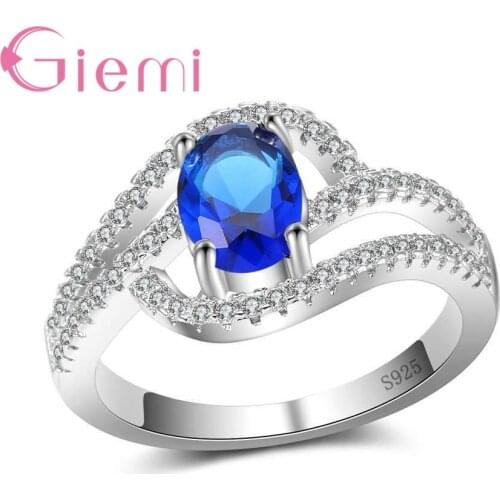 Exquistie Twist Half Circle Shape Ring Silver Jewelry for Girlfriend Gifts Elegant Promise Wedding Anillos