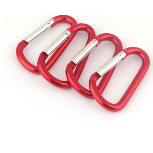 Red Carabiner Camp Snap hook Clip keychain hook clasp spring D ring push gate clip For Backpack Clip Lanyard 4pcs
