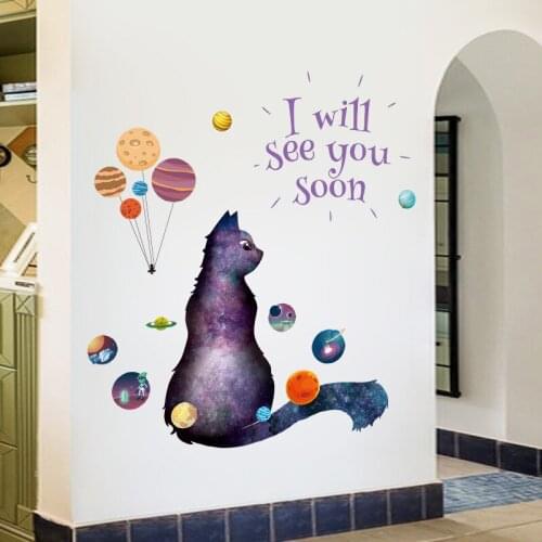 Nordic Style Creative Starry Sky Animals Wall Stickers for Bedroom Living Room Decoration Vinyl Art Decals Cat Eagle Mural