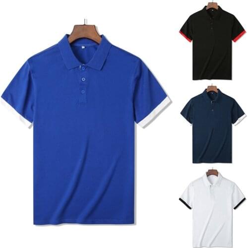Summer Solid Color Cuff Stitching Casual Fashion Short-Sleeved Mens Shirt New
