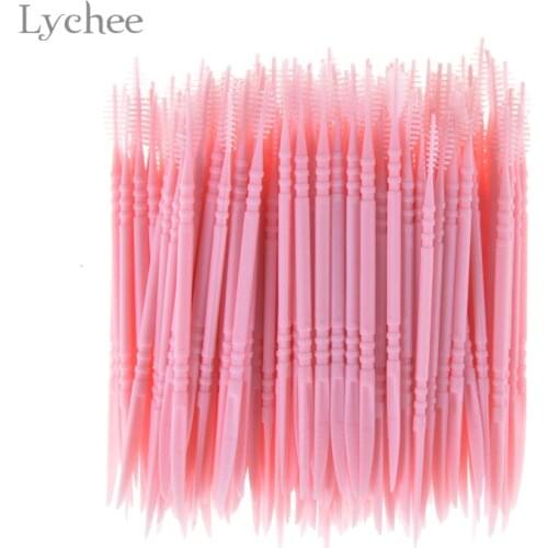 Lychee Life 150pcs/Pack Random Color Portable Plastic Toothpick Oral Dental Picks Eco-Friendly Tooth Pick