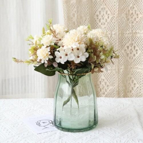 28 cm combination autumn chrysanthemum hydrangea bouquet bottle home decoration accessories fake daisy plastic DIY flower Christ