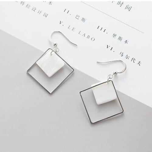 2017new Listing Simple Natural White Shell Earrings Simple Temperament Retro Geometric Earrings Jewelry Ladies Collares Boho