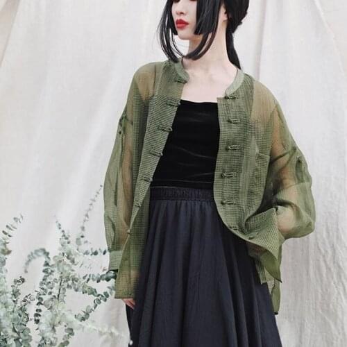 Chinese Style Clothing Women Blouses 2020 Fashion Long Sleeve Tang Suit Cardigan Mandarin Collar Hanfu Thin Chinese Shirts 11513