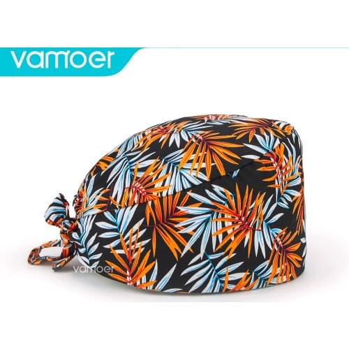 Wholesale Unisex Cotton Pet Veterinary Beauty Salon Hat gorros quirurgicos Cartoon Printed Scrub Cap Nursing Hats dentist cap