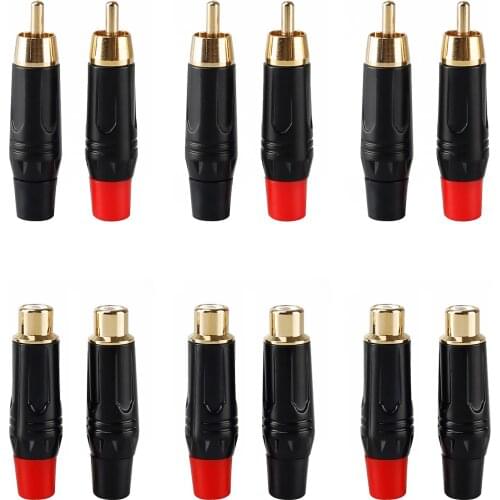 For RCA female plug adapter audio gold-plated 24K gold speaker plug RCA jack cable connector adapter (1 black + 1 red)