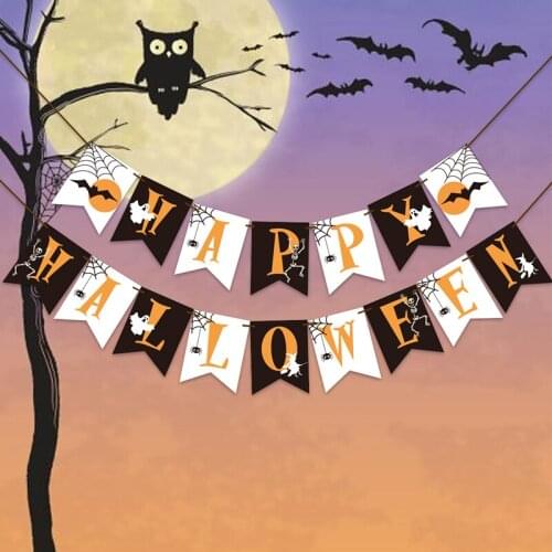 Halloween Party Decoration Items Spider Pumpkin Ghost Bat Pull Flag Latex Balloon Set Halloween Balloon Set Home Decor
