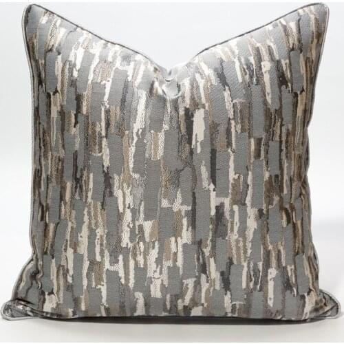 Simplicity Grid New Chinese Style Sofa Cushion Cover High-grade Bed Waist Pillowcase Home Car Decoraion Grey Pillow Covers