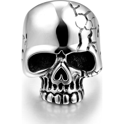 Drop Ship Big Punk Biker Skull Ring For Man Stainless Steel Unique Punk Men Cool Jewelry Ring Size 8 9 10 11 GMYR184