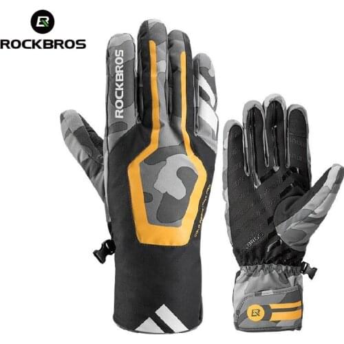 ROCKBROS Warm Moto Gloves Winter Windproof Waterproof Motorcycle MTB Bike Gloves TPU Touch Screen Electric Scooter Accessories