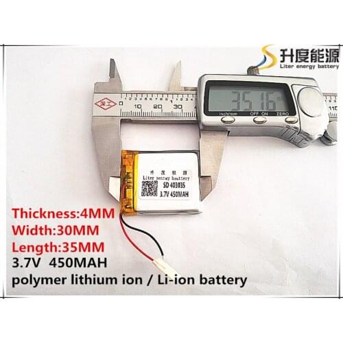 [SD] 403035 3.7V,450mAH,[403035] Polymer lithium ion / Li-ion battery for TOY,POWER BANK,GPS,mp3,mp4,cell phone,speaker