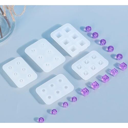 Crystal 6 Grid Ball Earrings Bracelet Silicone Mold Round Square Beads Epoxy Resin Mould For DIY Handmade Jewelry Accessories