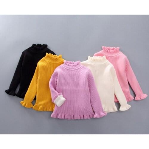 Children Sweater Clothes Kids Baby Fleece Ruffled Girls Sweater Cute Casual Pullover Sweater Warm and Thick Clothing Fashion
