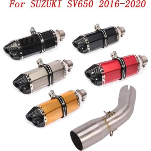 Slip On Motorcycle Exhaust Middle Link Pipe And 51mm Muffler Stainless Steel Exhaust System For SUZUKI SV650 2016-2020