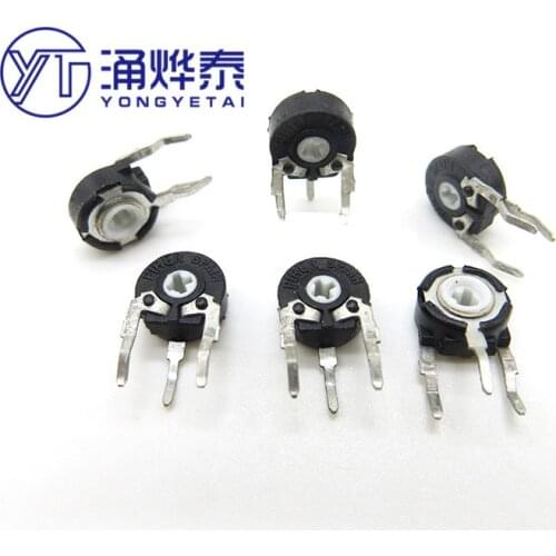 YYT 5PCS PT06-104A 100K 103A 10K 502A 5K Vertical cross arrow hole PT6KH-104A adjustable potentiometer