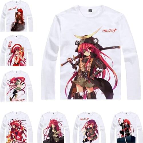 Coolprint Japanese Anime Shirt Shakugan No Shana T-Shirts Multi-style Long Sleeve Burning-Eyed Shana Cosplay Costume Kawaii Gift