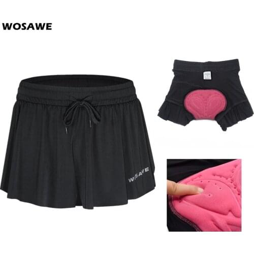 WOSAWE Womens Cycling Shorts Biker Skirt Road Bike 2 in 1 Shorts With 5D Gel Padded Riding Shorts Outdoor Sport Breathable S-XL