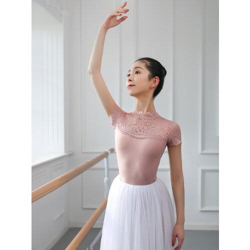 Women Lace Short Sleeve Sexy Triangle Back Ballet Leotard Dance Leotards Costume Ballerina Swimsuit Gymnastics Bodysuit Clothes