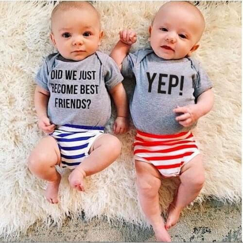 1pc Twins Best Friends Baby Onesies Did We Just Best Friends/yep Boy and Girls Bodysuits Baby Summer Onesie BFF Clothes