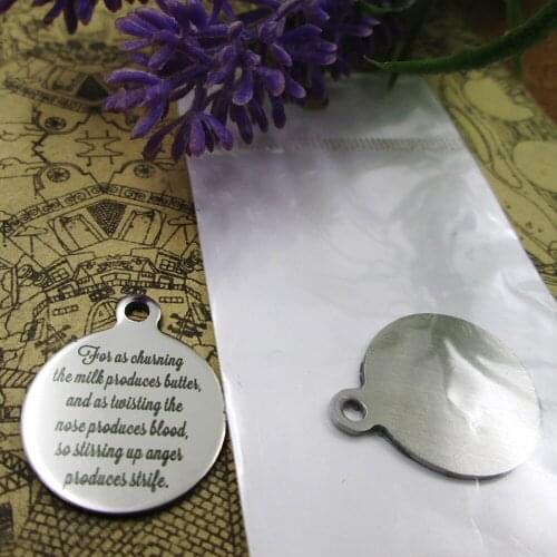 10pcs--"For as churning the milk produces butter..."stainless steel more styles for choosing DIY Charms Bible gold sentence